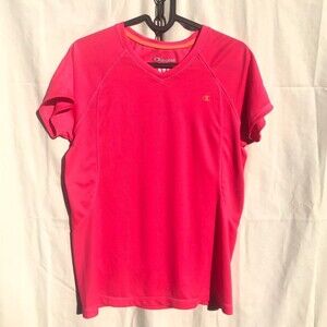 Women's Champion Powertrain Hot Pink V-Neck Athletic Shirt Size M (8-10)